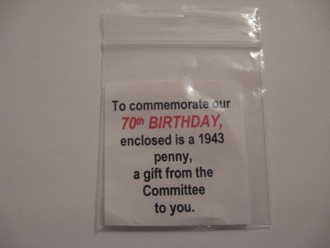 70th Birthday Celebration Pouch for 1943 Penny