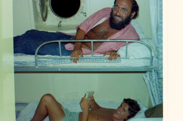 Jim and Bill on the boat traveling from Ibiza to Marseilles in the summer of 1971.
