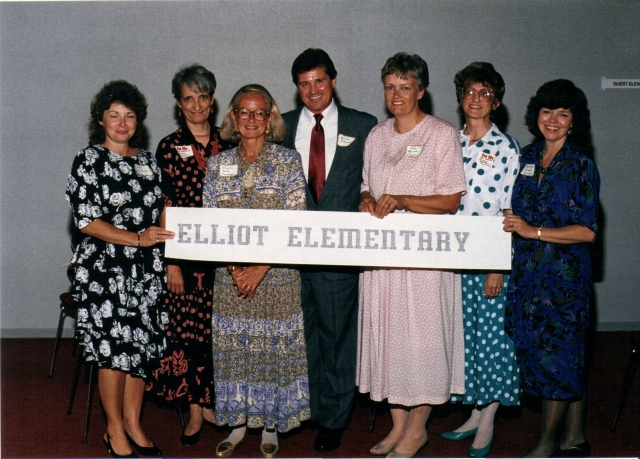 25th Eliot Reunion-1986 - Vickie Lee Anderson, Claudia Kutzler, Phyllis Wise, James Sidwell, Kay Moran, Diane Koelfgen, Rosemary Branch 