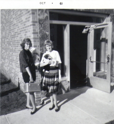Going to Mitchell Hall at St. Cloud L>R: Linda Hosker & Nancy McDaniel      